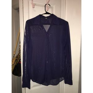 Navy Blue Sheer Button down